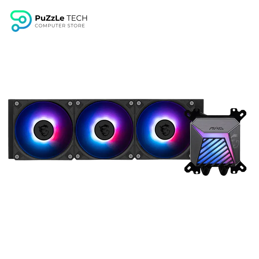 MSI MAG CORELIQUID A15 360 - AIO ARGB CPU Liquid Cooler - 360mm Radiator - LGA 1851 Ready - Triple 120mm ARGB PWM Fans - Black