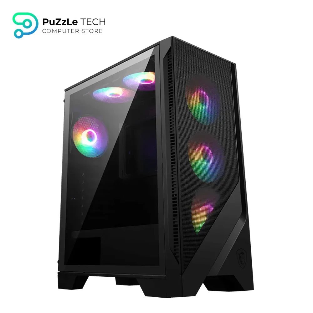 MSI MAG Forge 120A Airflow Premium Gaming PC Case - Auto RGB Fan - Vertical GPU Bracket - Side Air Vents - 4mm Thick Tempered Glass - Supports Up to 8 Fans