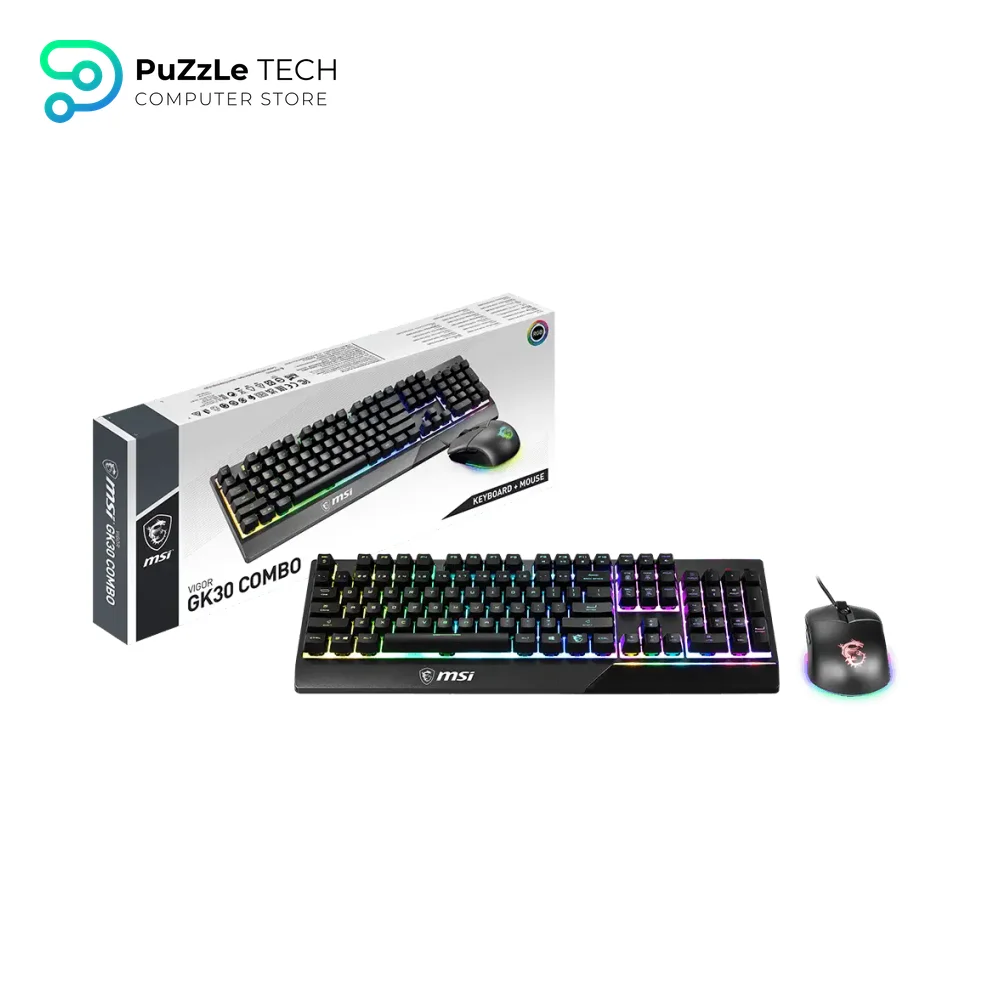 MSI Vigor GK30 Combo - 6-Zone RGB GK30 Gaming Keyboard & GM11 Gaming Mouse - Water Repellent & Splash-Proof - 5000 DPI