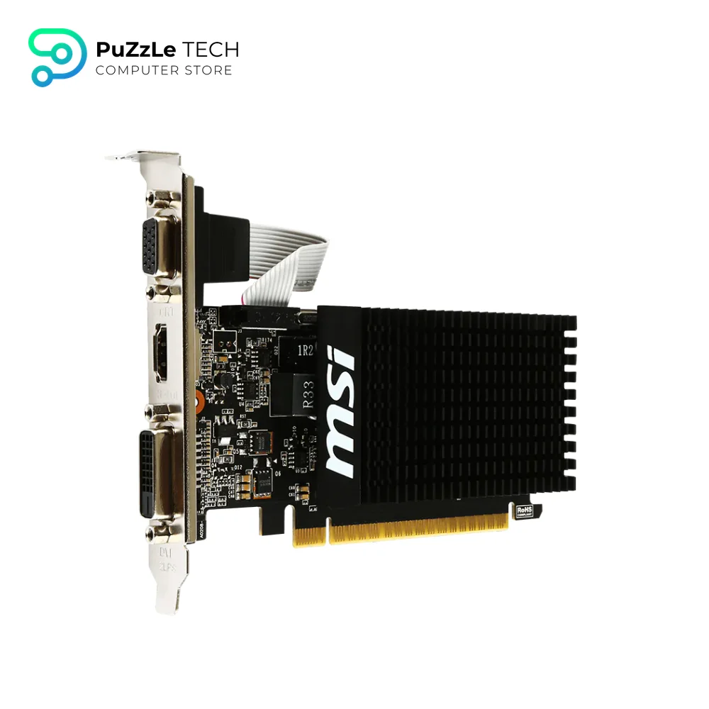 MSI GEFORCE GT 710 2GD3H LP Graphics Card 2GB DDR3 - 954MHz - Low Profile - Low Consumption - VGA - DVI-D - HDMI - HTPC - Silent Passive Fanless Cooling System - Black 3