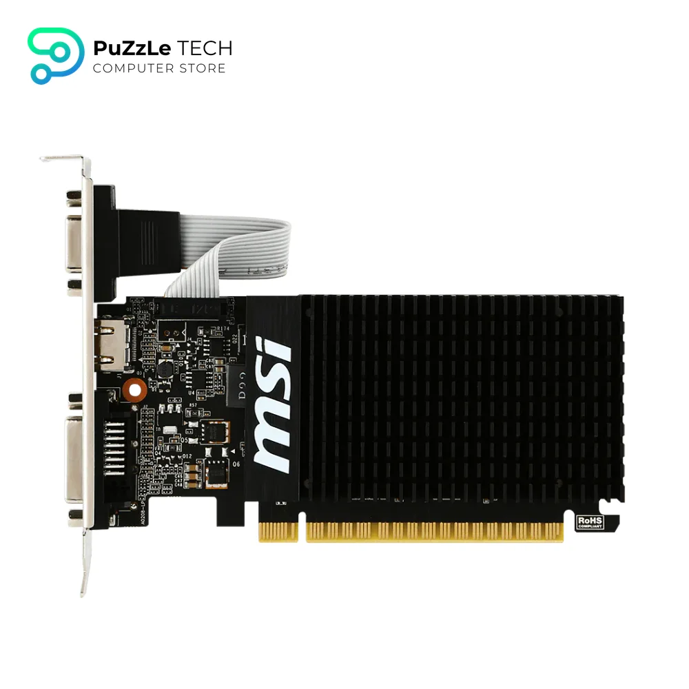 MSI GEFORCE GT 710 2GD3H LP Graphics Card 2GB DDR3 - 954MHz - Low Profile - Low Consumption - VGA - DVI-D - HDMI - HTPC - Silent Passive Fanless Cooling System - Black