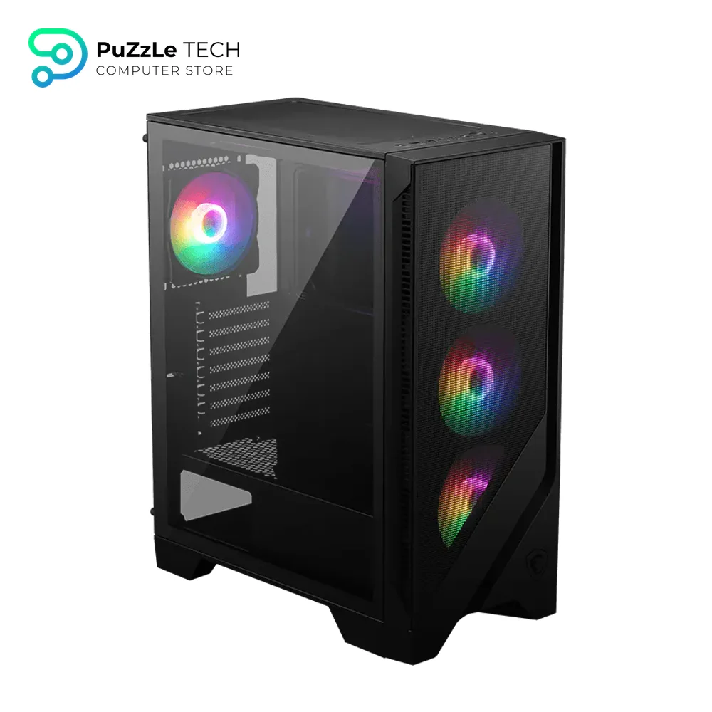 MSI MAG Forge 120A Airflow Premium Gaming PC Case - Auto RGB Fan - Vertical GPU Bracket - Side Air Vents - 4mm Thick Tempered Glass - Supports Up to 8 Fans