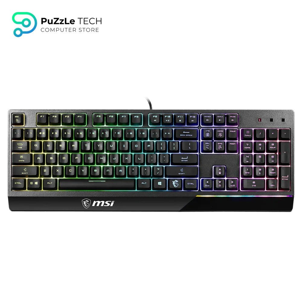 MSI Vigor GK30 Gaming Keyboard - Mechanical Membrane Switches - Waterproof - RGB Mystic Light - Lighting & Media Hot Keys - Non-Slip Game Base - Gold-Plated USB 2.0 - Full Size