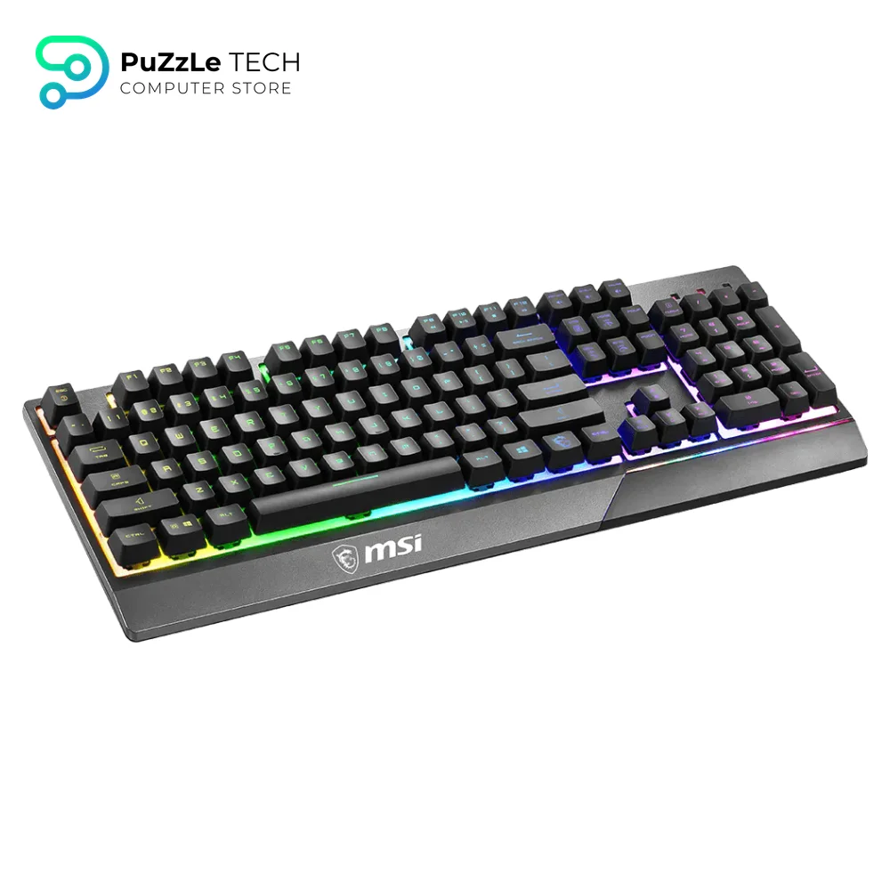 MSI Vigor GK30 Gaming Keyboard - Mechanical Membrane Switches - Waterproof - RGB Mystic Light - Lighting & Media Hot Keys - Non-Slip Game Base - Gold-Plated USB 2.0 - Full Size 3