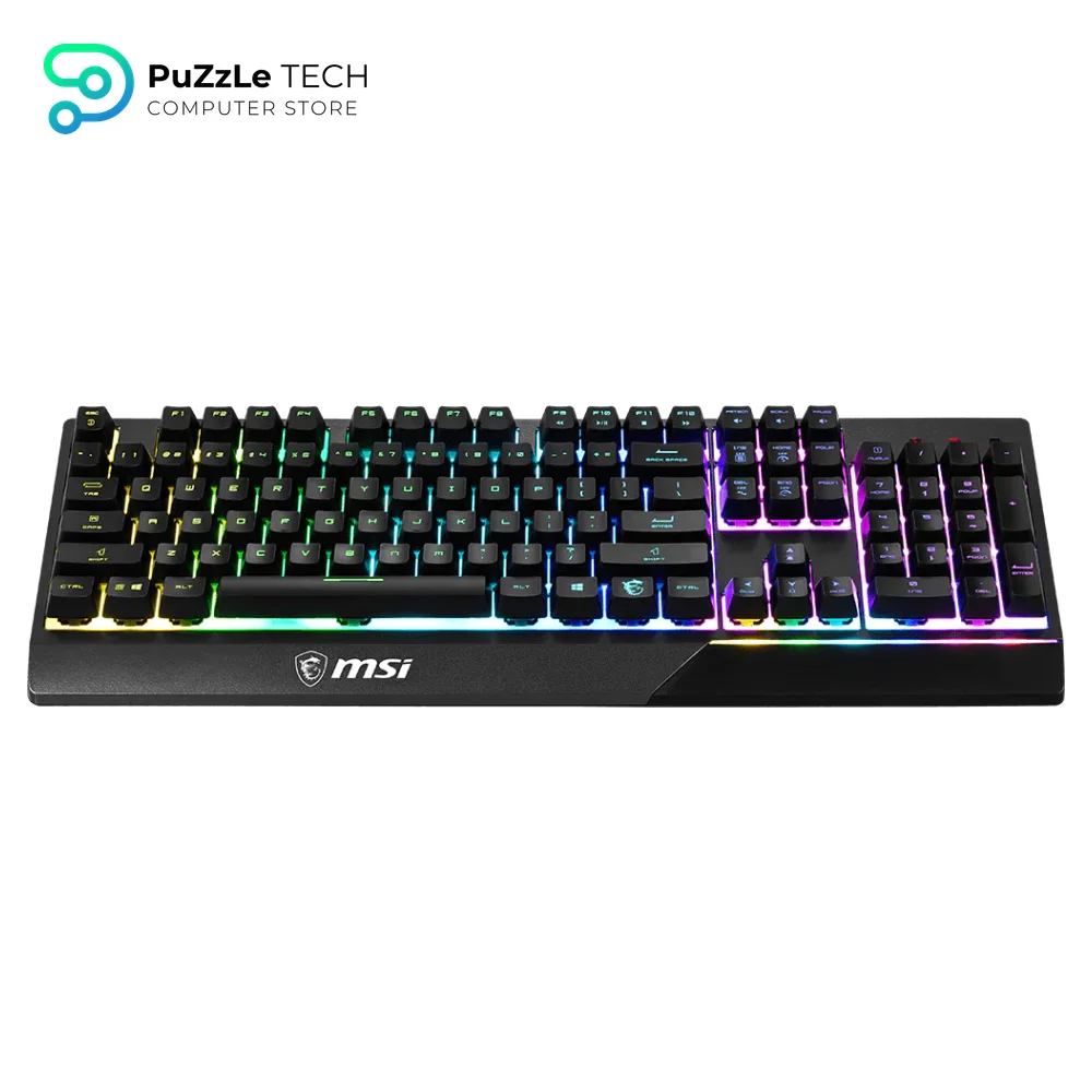 MSI Vigor GK30 Gaming Keyboard - Mechanical Membrane Switches - Waterproof - RGB Mystic Light - Lighting & Media Hot Keys - Non-Slip Game Base - Gold-Plated USB 2.0 - Full Size 5