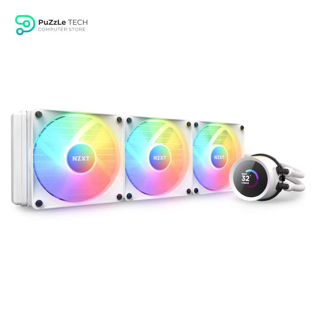 NZXT Kraken 360 RGB - 360mm AIO CPU Liquid Cooler - Customizable 1.54 Square LCD Display for Images - Performance Metrics - High-Performance Pump - 3 x F120 RGB Core Fans - White 2