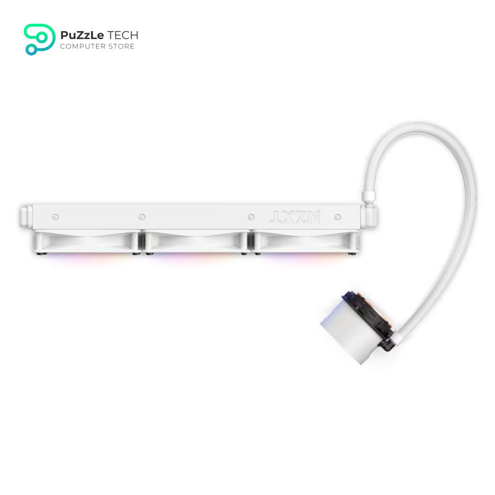 NZXT Kraken 360 RGB - 360mm AIO CPU Liquid Cooler - Customizable 1.54 Square LCD Display for Images - Performance Metrics - High-Performance Pump - 3 x F120 RGB Core Fans - White 3
