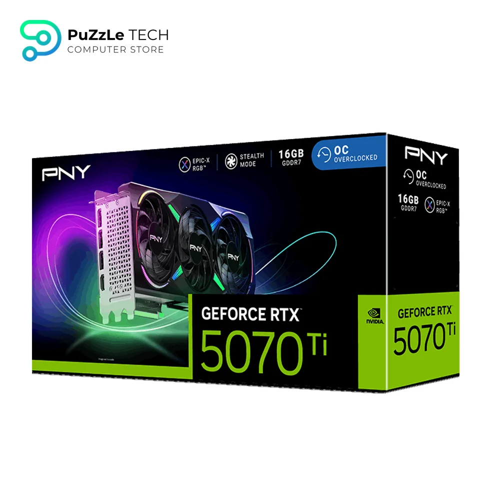 PNY GeForce RTX 5070 Ti 16GB GDDR7 EPIC-X RGB Overclocked Triple Fan Plus