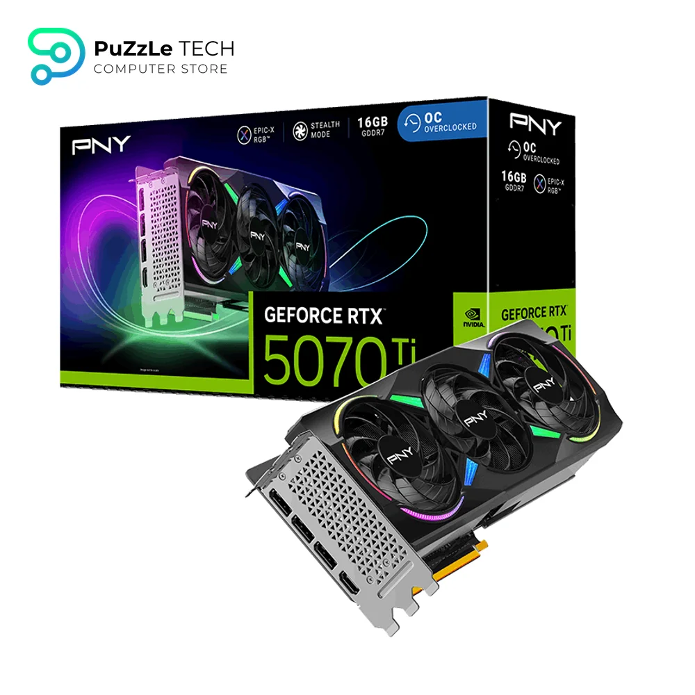 PNY GeForce RTX 5070 Ti 16GB GDDR7 EPIC-X RGB Overclocked Triple Fan Plus