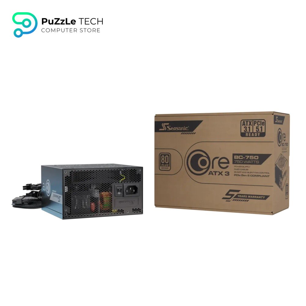 Seasonic Core BC-750 ATX3 750W ATX 3.1 80 Plus Bronze Braided Cables Hydro Dynamic Bearing Fan Power Supply