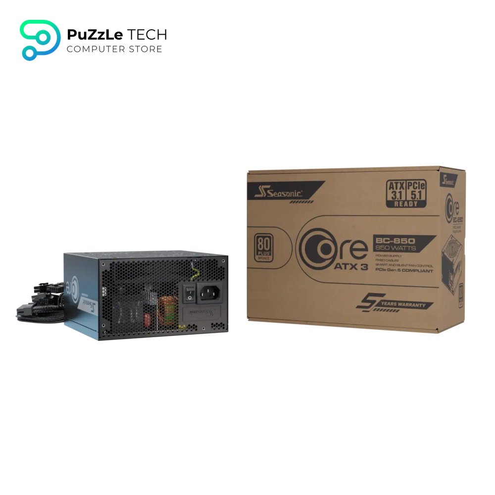 Seasonic Core BC-850 ATX3 850W ATX 3.1 80 Plus Bronze Braided Cables Hydro Dynamic Bearing Fan Power Supply