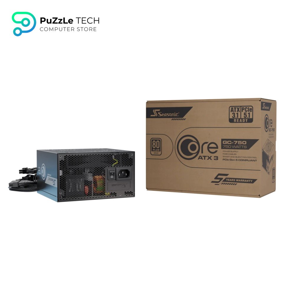 Seasonic Core GC-750 ATX3 750W ATX 3.1 80 Plus Gold Braided Cables Hydro Dynamic Bearing Fan Power Supply