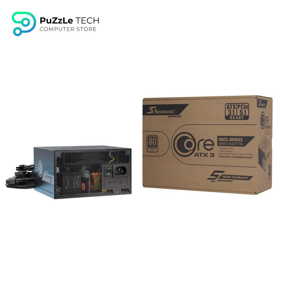Seasonic Core GC-850 ATX3 850W ATX 3.1 80 Plus Gold Braided Cables Hydro Dynamic Bearing Fan Power Supply