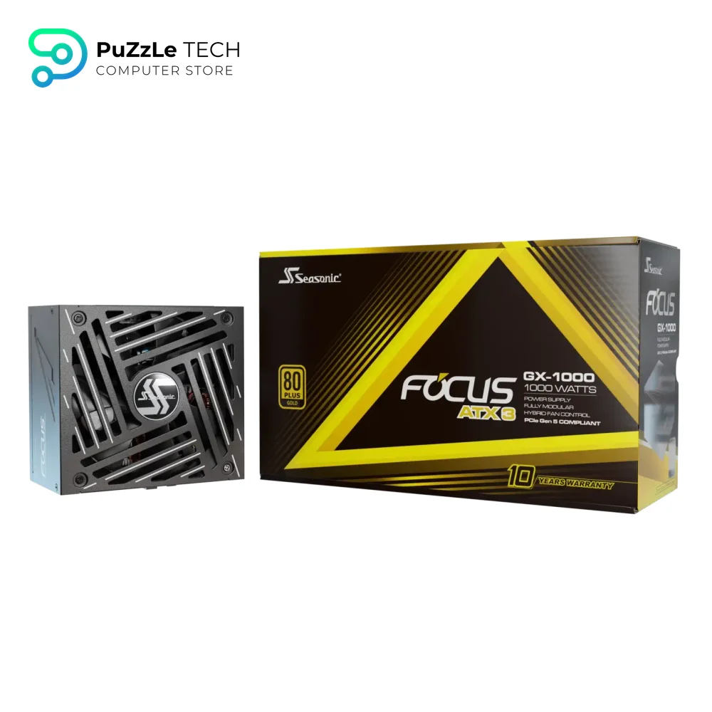 Seasonic Focus GX-1000 ATX3 1000W ATX 3.1 80 Plus Gold Fully Modular Hybrid Fan Power Supply