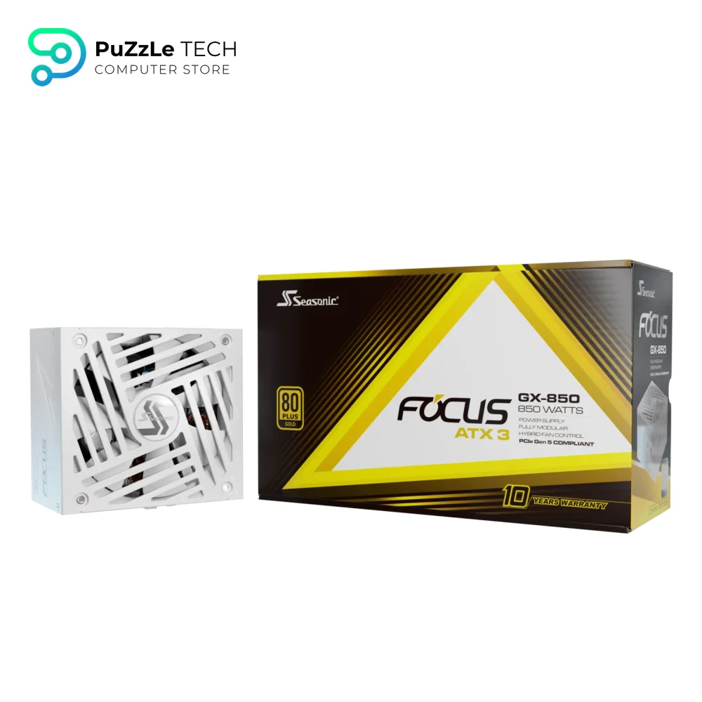 Seasonic Focus GX-850 ATX3 850W Atx 3.1 80 Plus Gold Fully Modular Hybrid Fan White Power Supply