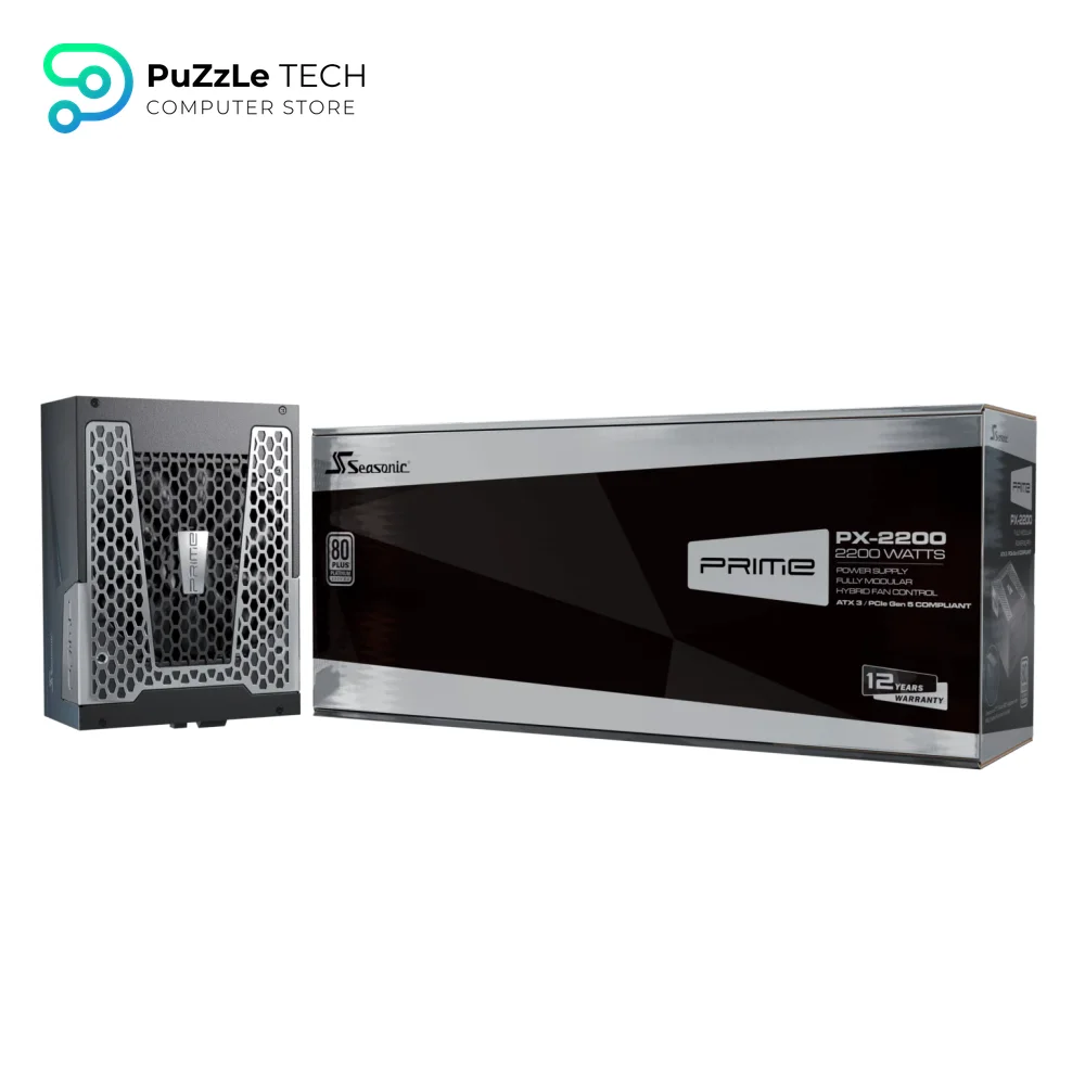 Seasonic Prime PX-2200 2200W Atx 3.1 80 Plus Platinum Cybenetics Titanium Fully Modular Hybrid Fan Power Supply