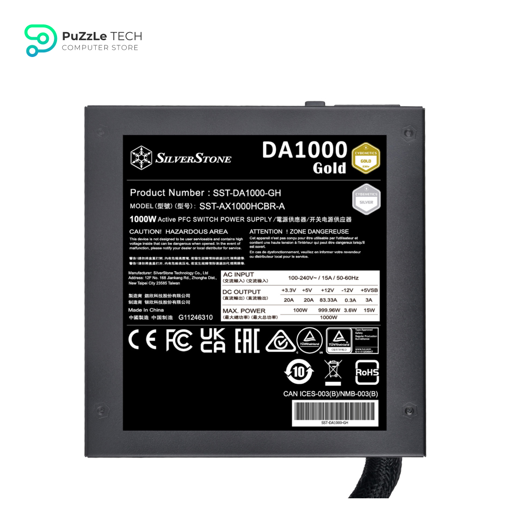 SilverStone DA1000 Gold Cybenetics Gold 1000W Semi-Modular ATX Power Supply 7