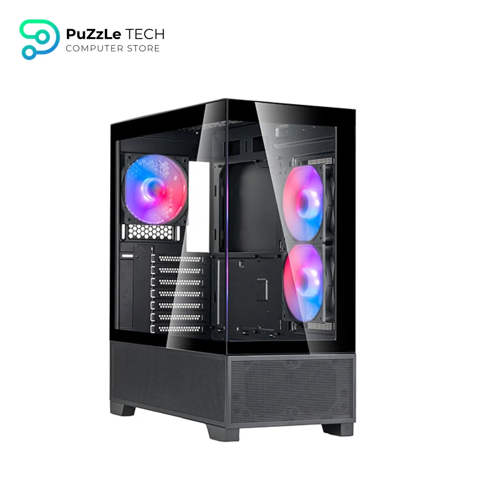 SilverStone Lucid 05 Panoramic ATX Case + Triton 850Rx 80+ Gold PSU Bundle - 270° View - 11 Fan Mounts - 410mm GPU Limit - Black