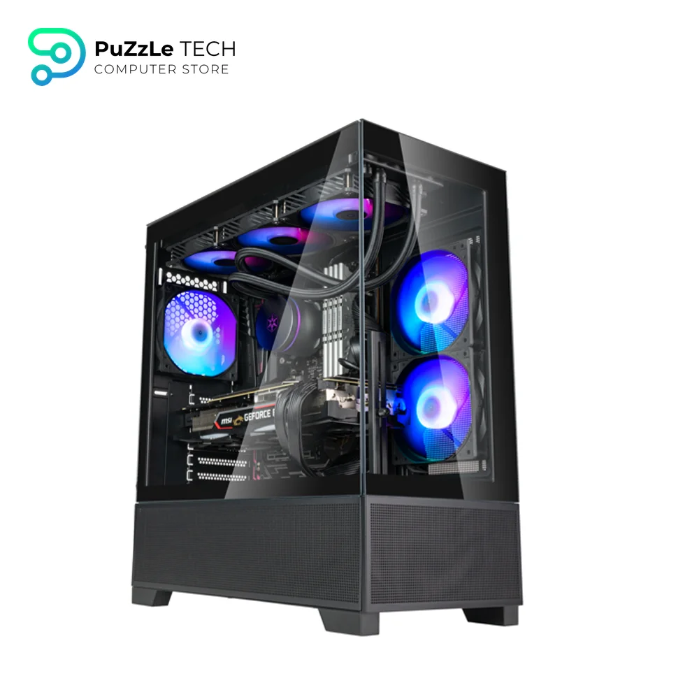 SilverStone Lucid 05 Panoramic ATX Case + Triton 850Rx 80+ Gold PSU Bundle - 270° View - 11 Fan Mounts - 410mm GPU Limit - Black