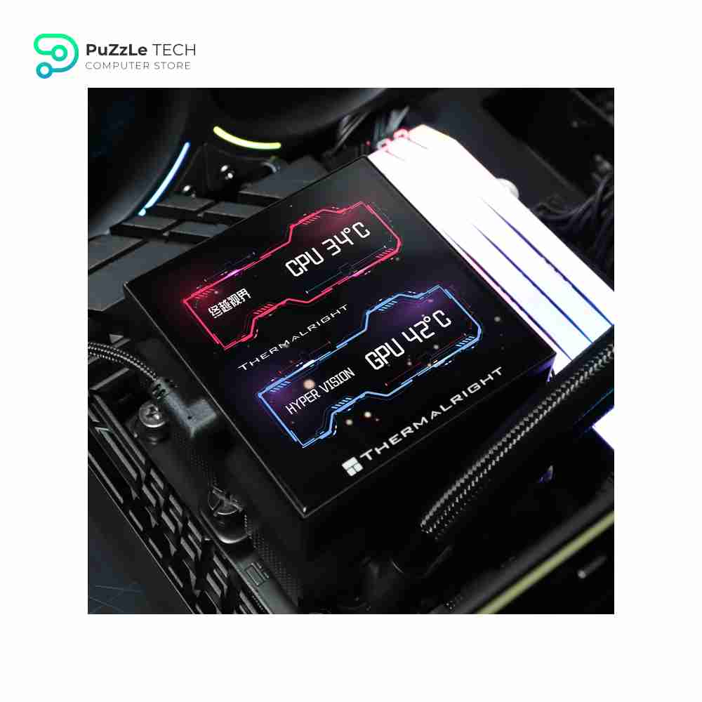 Thermalright Hyper Vision 360 ARGB AIO CPU Liquid Cooler - Magnetic Fixed 3.95 LCD Display Screen - 2150RPM PWM Fans - for AMD AM4/AM5 & Intel LGA1150/1151/1200/2011/1700/1851 - Black 6