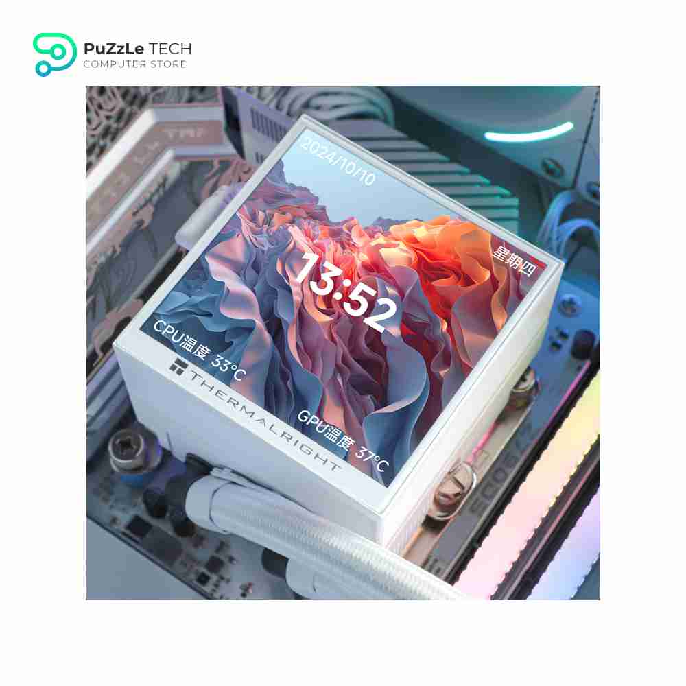 Thermalright Hyper Vision 360 ARGB AIO CPU Liquid Cooler - Magnetic Fixed 3.95 LCD Display Screen - 2150RPM PWM Fans - for AMD AM4/AM5 & Intel LGA1150/1151/1200/2011/1700/1851 - White 5