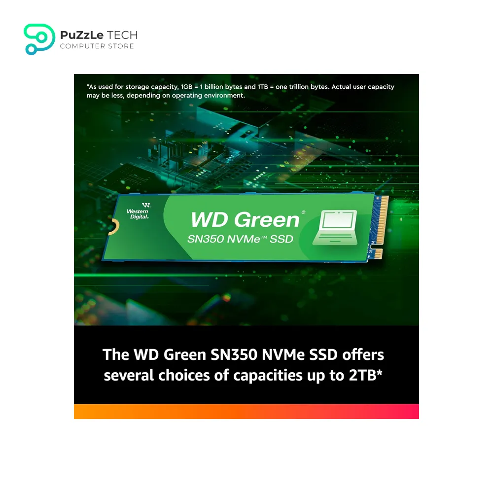 Western Digital 1TB WD Green SN350 NVMe Internal SSD Solid State Drive - Gen3 PCIe - QLC - M.2 2280 - Up to 3200 MB/s - WDS100T3G0C 3