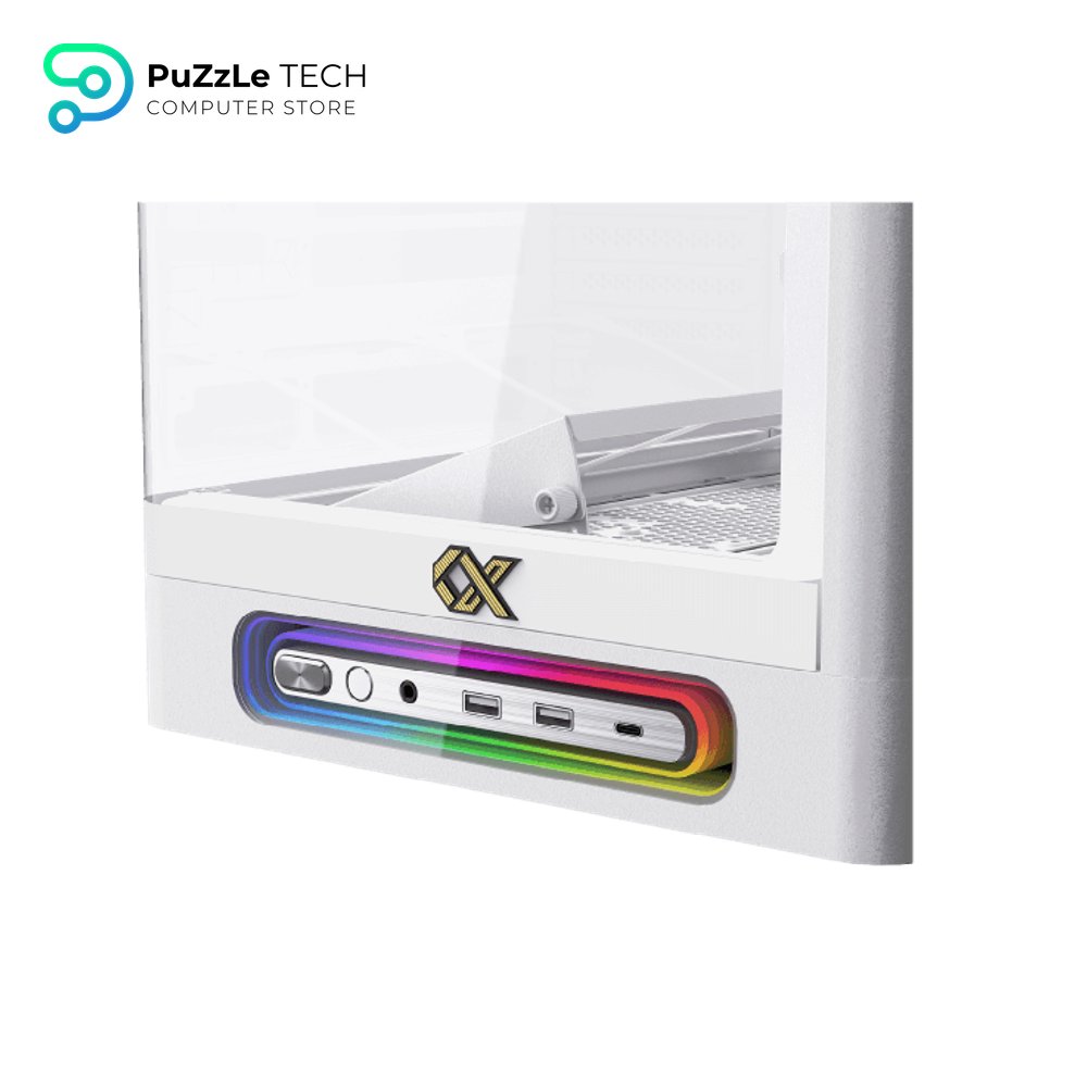 Xigamtek Heaven Arctic 8 Fan Argb Pwm E ATX Support BTF MB Type C Single Piece Curved Tempered Glass White Mid Tower Case