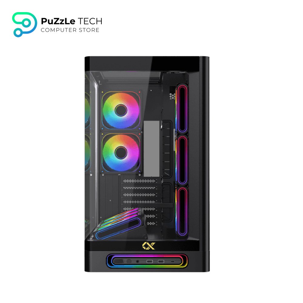 Xigamtek Heaven 8 Fan Argb Pwm E ATX Support BTF MB Type C Single Piece Curved Tempered Glass Mid Tower Case 6