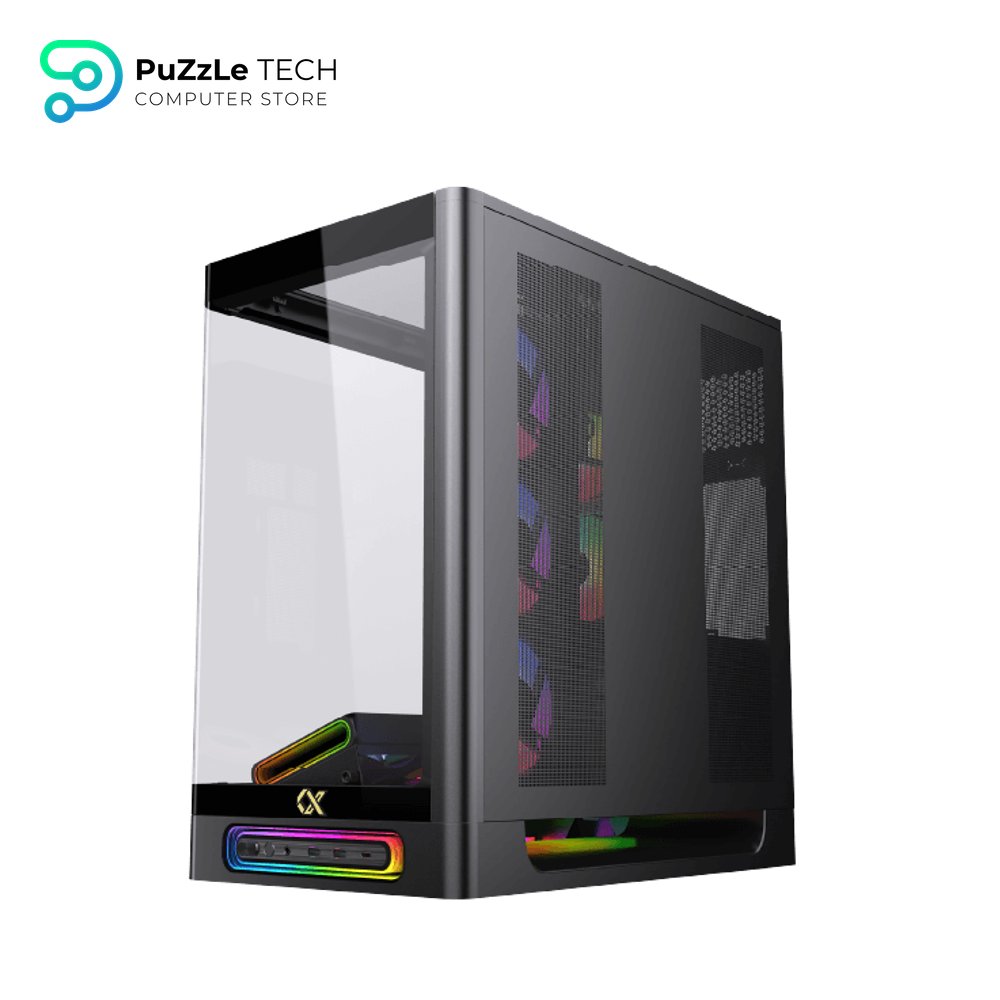 Xigamtek Heaven 8 Fan Argb Pwm E ATX Support BTF MB Type C Single Piece Curved Tempered Glass Mid Tower Case 7