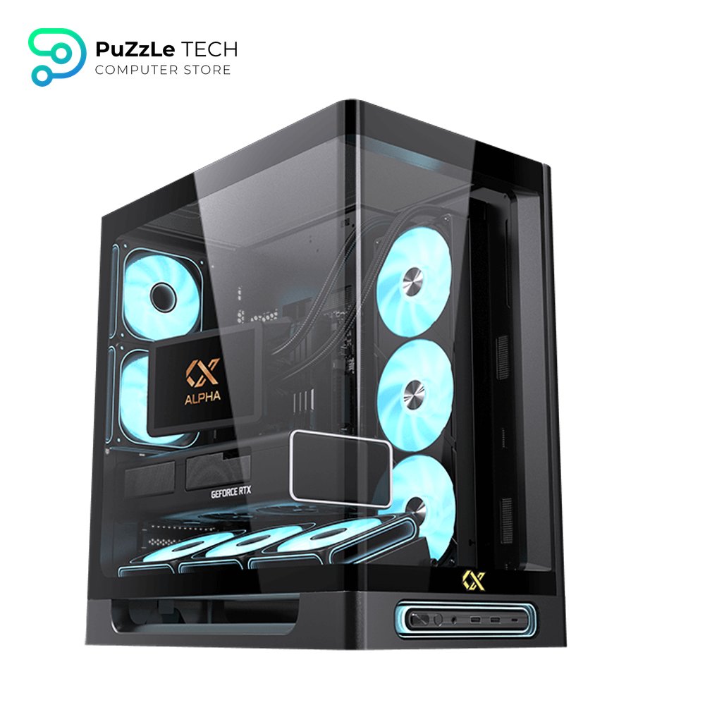 Xigamtek Heaven 8 Fan Argb Pwm E ATX Support BTF MB Type C Single Piece Curved Tempered Glass Mid Tower Case 5
