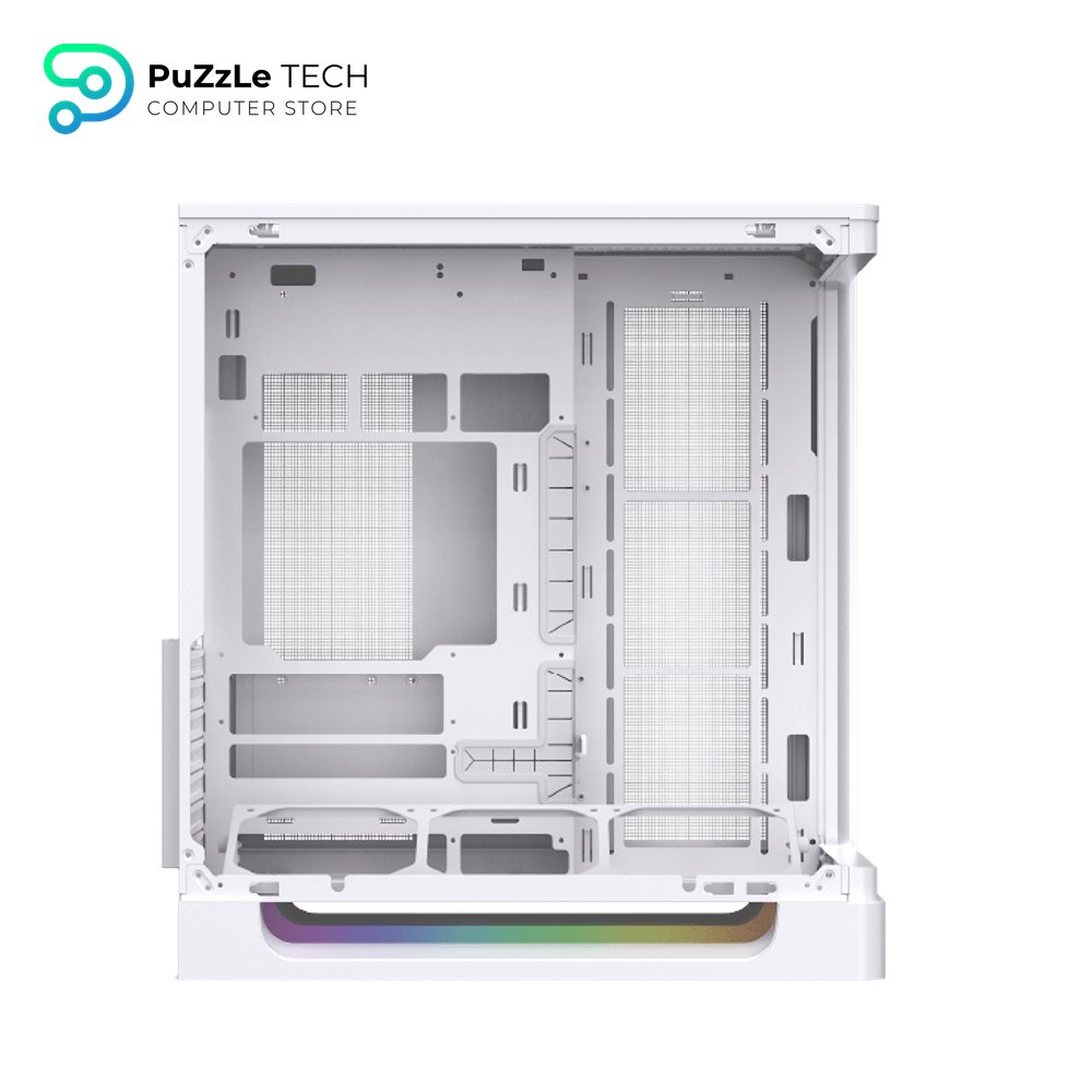 Xigamtek Heaven Arctic 8 Fan Argb Pwm E ATX Support BTF MB Type C Single Piece Curved Tempered Glass White Mid Tower Case 9