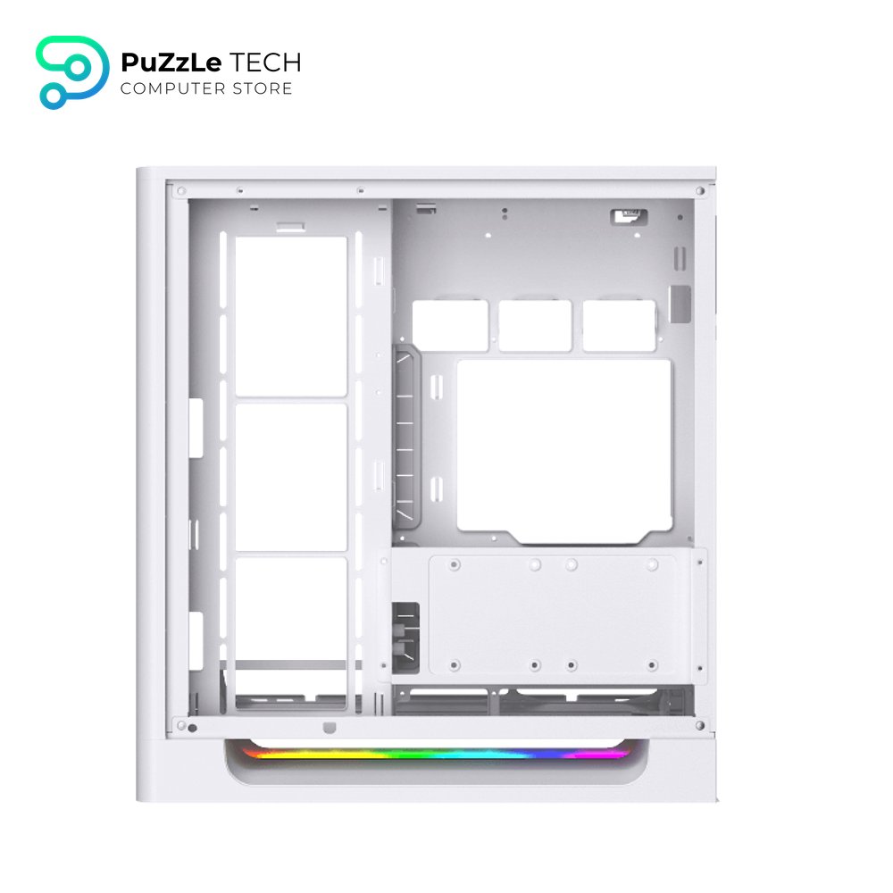 Xigamtek Heaven Arctic 8 Fan Argb Pwm E ATX Support BTF MB Type C Single Piece Curved Tempered Glass White Mid Tower Case 10