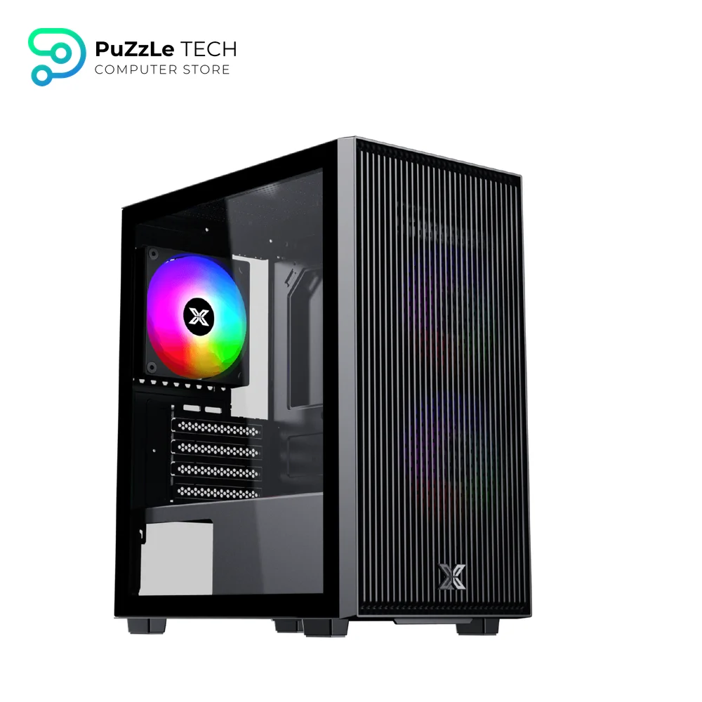 XIGMATEK AMUN 3 Fan ARGB PWM Micro Tower Case with X-Power 650W 80 Plus Power Supply Tempered Glass 3 Pre-installed Fans Micro ATX Mini ITX Black