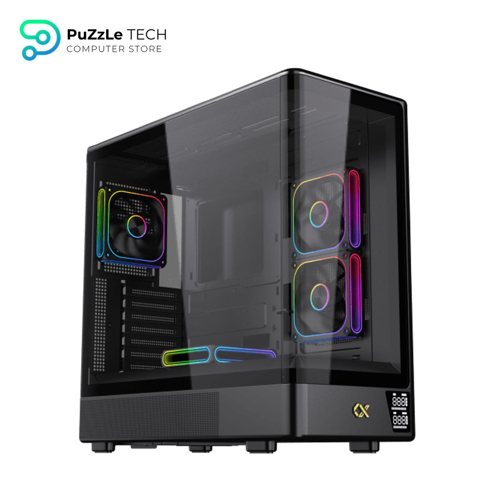 Xigmatek Moon DGT Digital LCD 4 Fan Argb PWM Curved Tempered Glass Super Tower Case