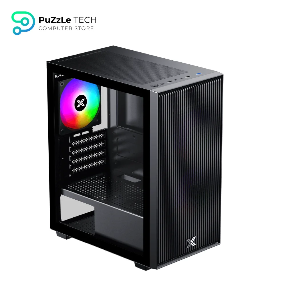 XIGMATEK AMUN 3 Fan ARGB PWM Micro Tower Case with X-Power 650W 80 Plus Power Supply Tempered Glass 3 Pre-installed Fans Micro ATX Mini ITX Black