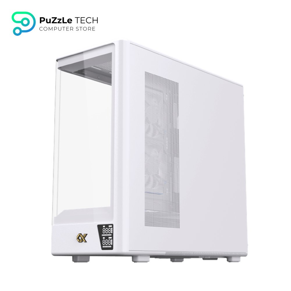 Xigmatek Moon DGT Arctic Digital LCD 4 Fan Argb PWM Curved Tempered Glass White Super Tower Case 4