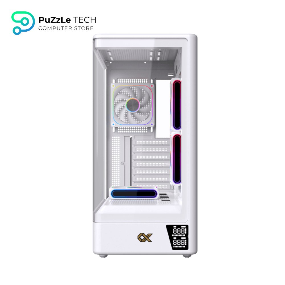 Xigmatek Moon DGT Arctic Digital LCD 4 Fan Argb PWM Curved Tempered Glass White Super Tower Case 3