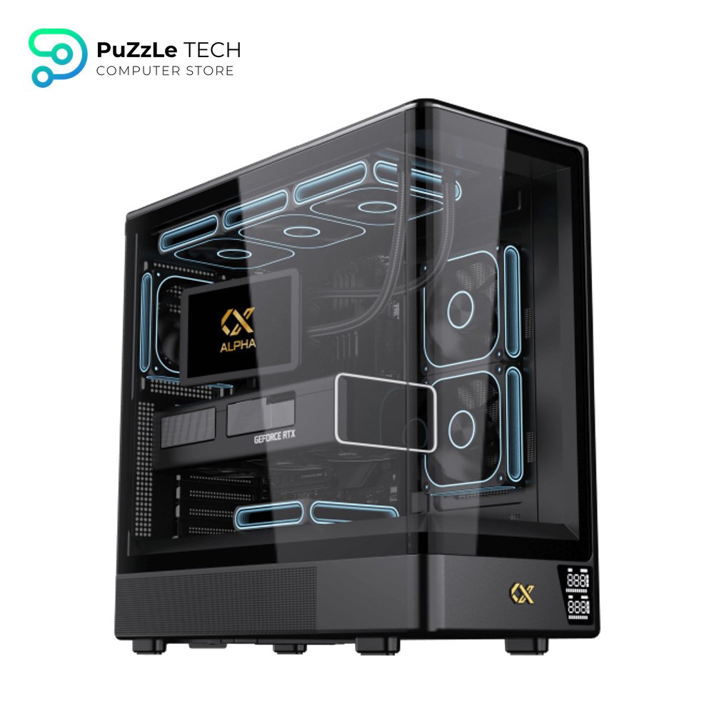 Xigmatek Moon DGT Digital LCD 4 Fan Argb PWM Curved Tempered Glass Super Tower Case 9