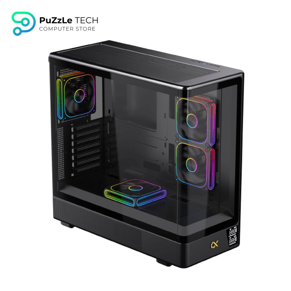 Xigmatek Moon DGT Digital LCD 4 Fan Argb PWM Curved Tempered Glass Super Tower Case