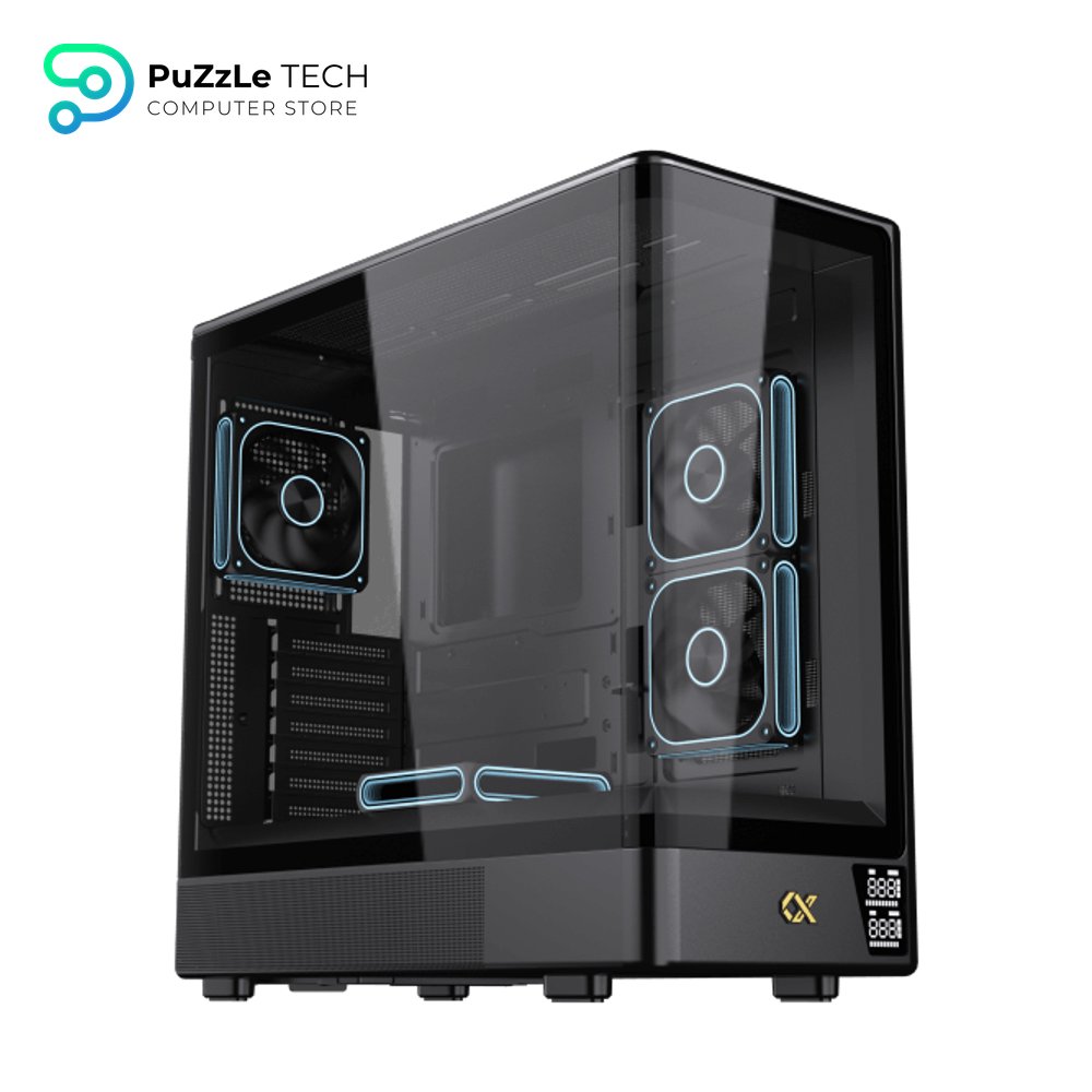 Xigmatek Moon DGT Digital LCD 4 Fan Argb PWM Curved Tempered Glass Super Tower Case 8