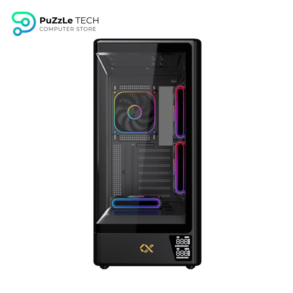 Xigmatek Moon DGT Digital LCD 4 Fan Argb PWM Curved Tempered Glass Super Tower Case 3