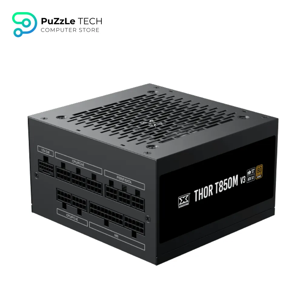 XIGMATEK THOR T850M V3 850W 80+ BRONZE FULL MODULAR POWER SUPPLY - ATX 3.1, PCIe 5.1 Compatible, 120mm Silent Cooling Fan, Single +12V Rail, Active PFC, Multiple Protections (OVP, UVP, OPP, SCP), Compact 140mm Size
